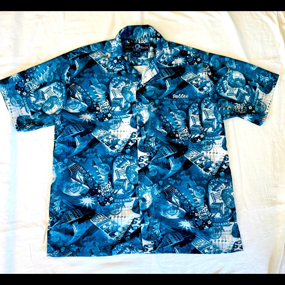 Hard Rock Cafe Dallas XL Embroidered Camp Shirt